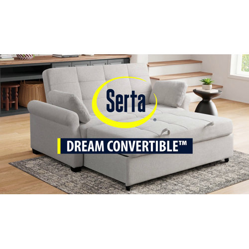 Serta Sabrina 72.6'' Queen Rolled Arm Tufted Back Convertible Sleeper ...